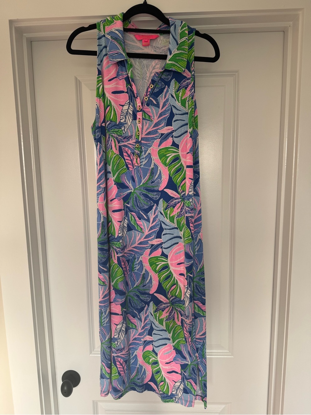 Lilly Pulitzer Reema Polo Dress Blue Grotto Beleaf In Yourself Size Large